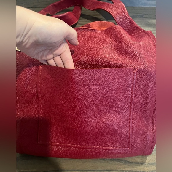 NWT Zara Red Leather Shopper Tote Bag - Picture 4 of 17